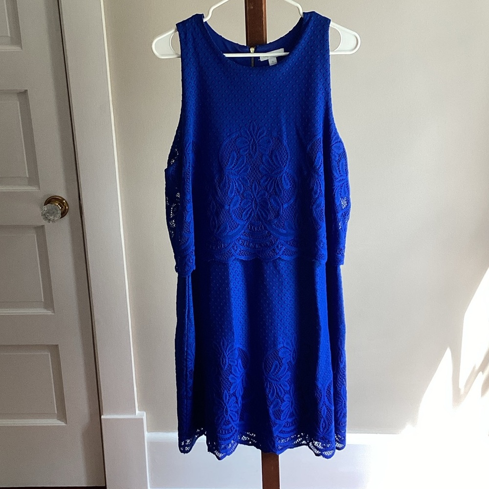 Charter Club Blue Lace Midi Dress